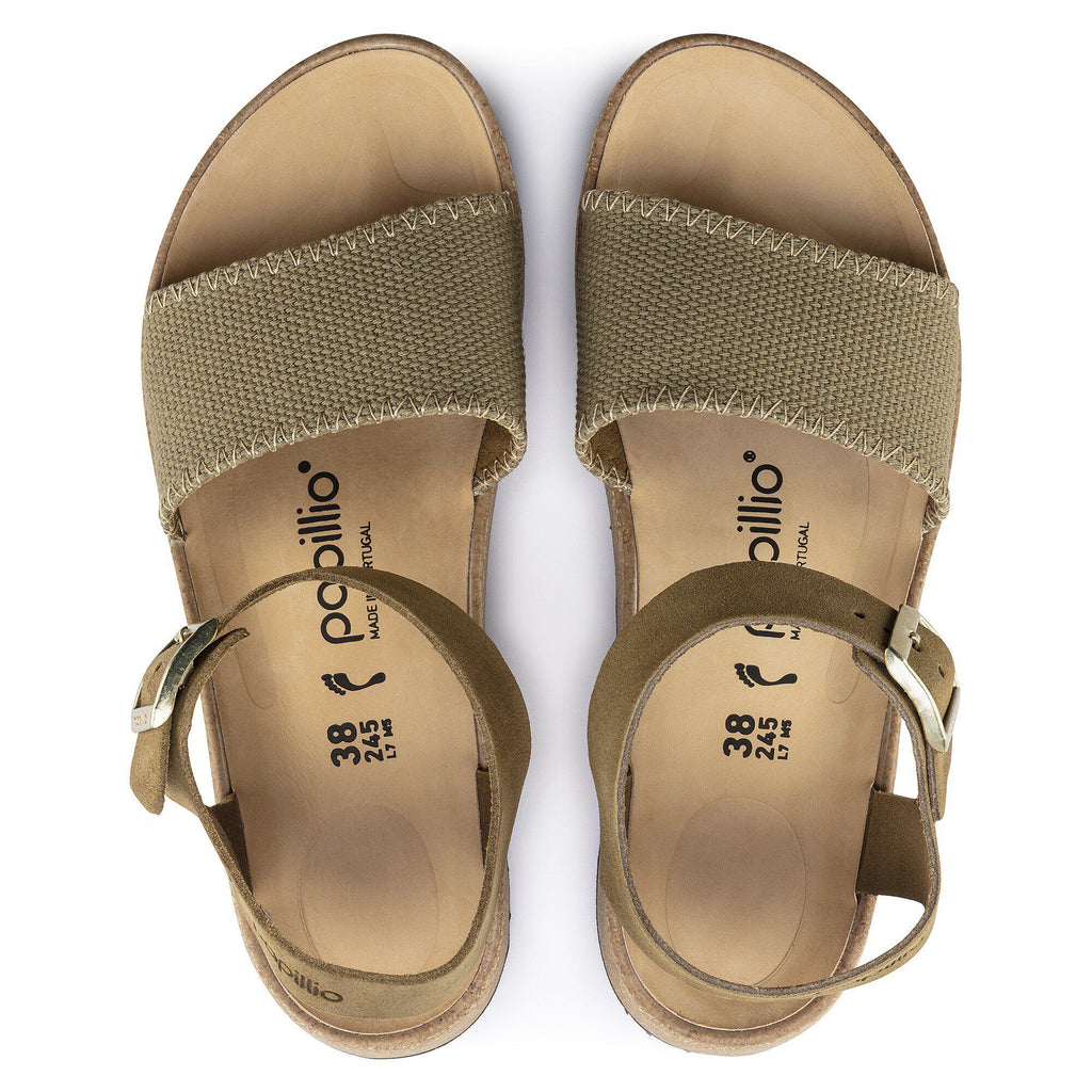 Glenda Suede Leather-Textile Faded Khaki